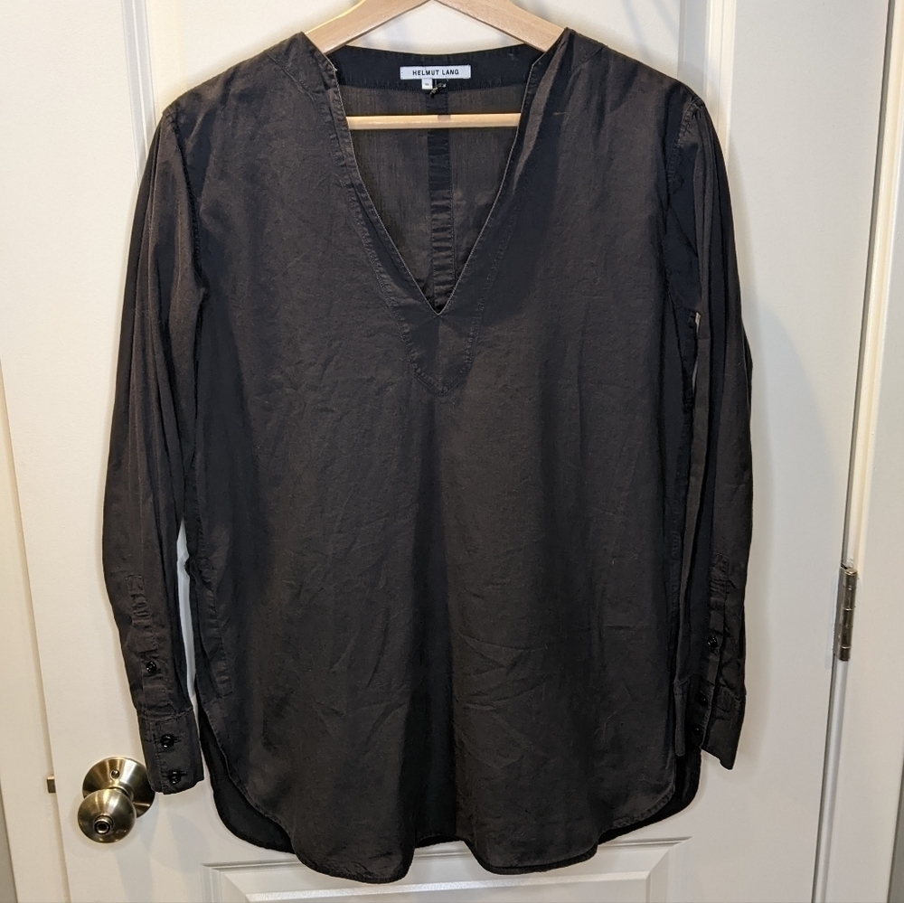Helmut Lang Black Flowy Tunic Top XS - medium
